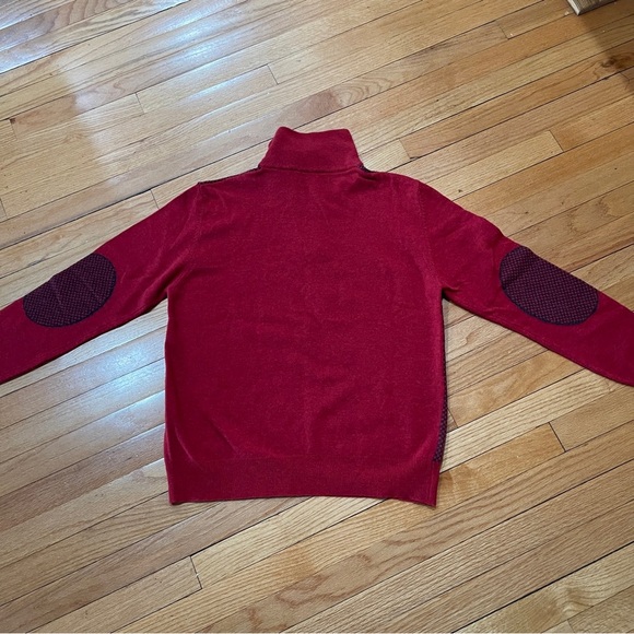 PAL ZILERI Mens Wool Pullover Sweater Size 52 Large 1/4 Zip Elbow Patch Birdseye - Picture 13 of 14